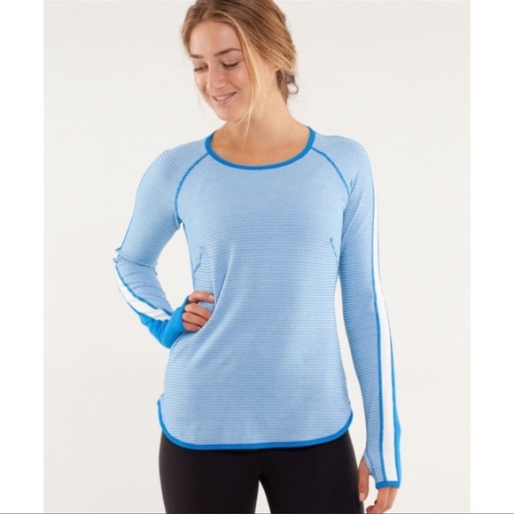 Lululemon Runder Under Top Blue Sz M - Picture 1 of 7